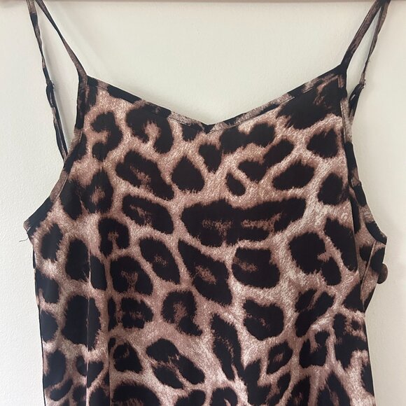 Leopard Print Sleeveless Midi Slip Dress With Side Button Details - Picture 4 of 10